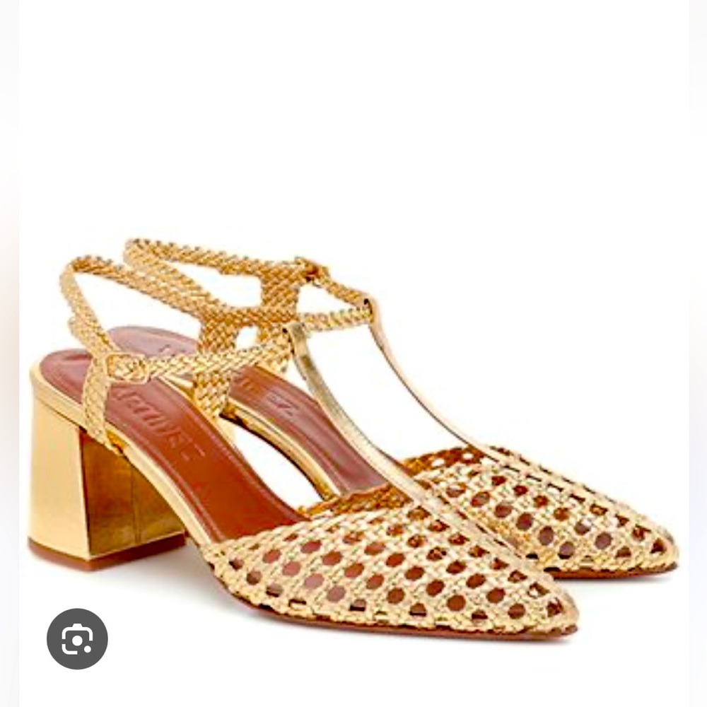 Soulier Martinez Sevilla leather block heels - gold weave